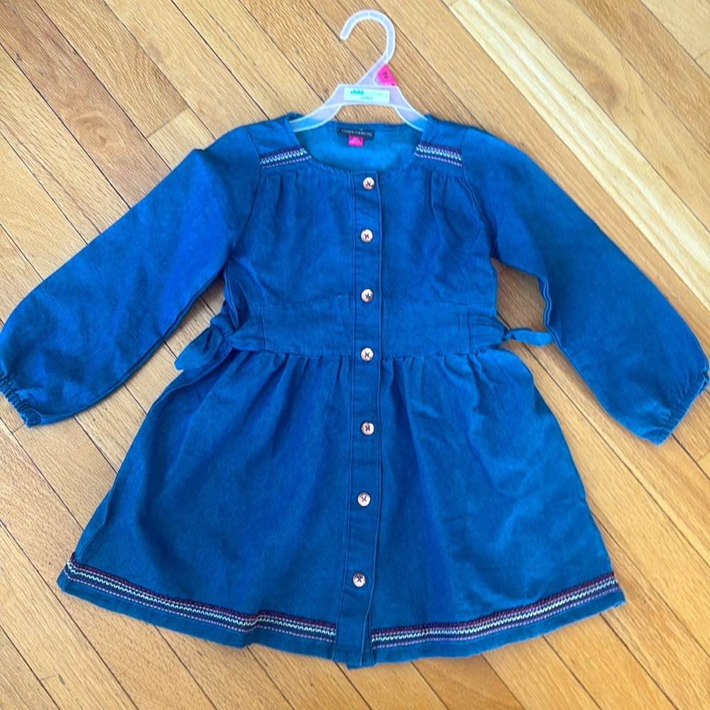 Vince Camuto 4T new without tags toddler girls denim dress side ties